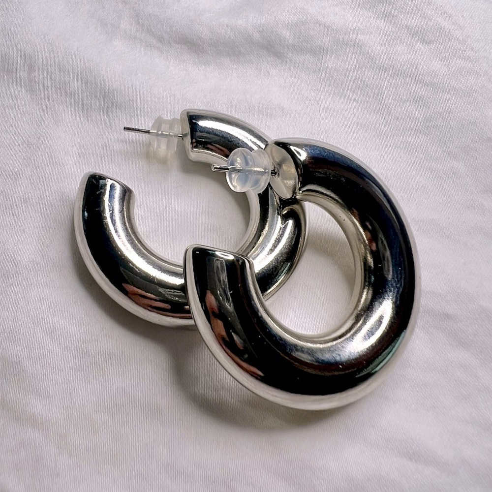 Chunky Silver Hoop Earrings